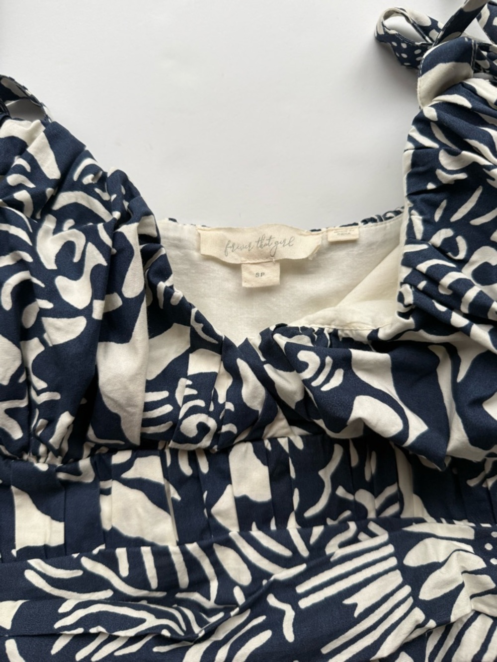 Anthropologie Forever That Girl dress  Navy White Floral Tie Strap Midi Dress SP - Picture 12 of 12